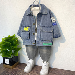 f家居男童牛仔外套童装儿韩牛夹衣2021春秋新r款洋气小童帅气日用