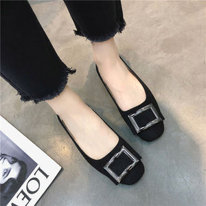 35-44码 41特大码单鞋女42加大号女鞋舒适平底鞋女方头工作浅口鞋