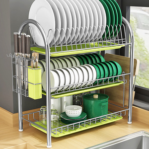 304不锈钢碗柜家用1多层落地沥水碗架厨房置物架台面碗碟收纳刀叉