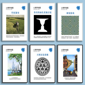 心理学挂画错觉双关挂图心理咨询室布置视觉测试装饰画简约现代