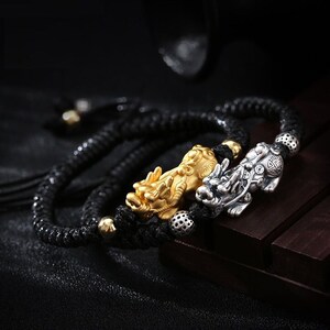 麒麟赐禄手链手绳瑞兽麒麟貔貅赐碌情侣银手链男女银男士潮