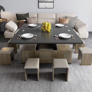 0068人付款淘宝意式极简岩板伸缩餐桌方变圆升降茶几餐桌两用一体式小