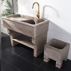 露天洗衣台 户外 室外大理石阳台带搓板石材洗衣池庭院石头水槽.