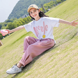 巴拉品牌夏季女童套装夏装2022新款韩版学生中大童时尚运动服洋气