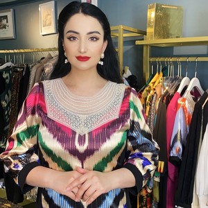 2022款珍珠领艾特莱斯连衣裙 花色连衣裙