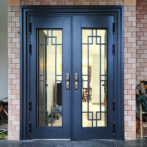 别墅大门玻璃防盗门家用乡村双开门对开入户门农村自建房门进户门