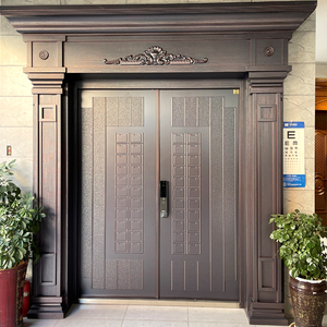 铸铝门别墅大门双开门入户门防盗门家用定制农村四开门乡村进户门