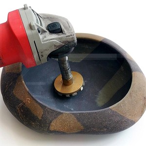 新卵石石头花盆打磨工具全套陶瓷支架钻头磨头石材u手电钻钎焊刷