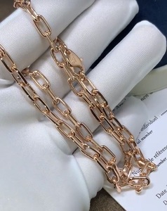 cartier/卡地亚斯巴达项链18k玫瑰金白金粗链链条经典款吊坠手链