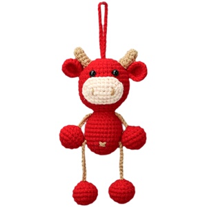 乐织手工毛线编织吊脚小牛u钩针勾线玩偶包包挂饰件制作diy材料包