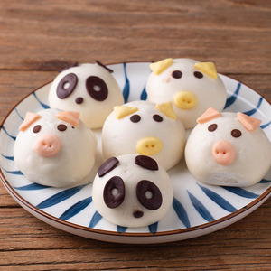 思念卡通奶黄熊猫包猪猪包面包早餐豆沙包子动物馒