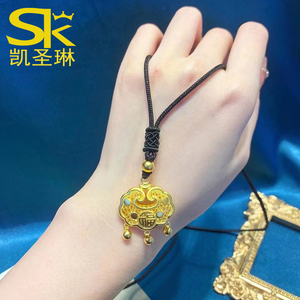 一滴甘露10淘宝宝宝金锁编绳满月百日周岁金吊坠挂绳手工编织红绳