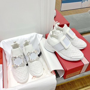 唐嫣同款rv水钻方扣运动鞋女厚底老爹鞋增高透气网面休闲鞋小白鞋