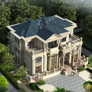 豪华欧式5层别墅设计图纸自建房乡村建房图纸带复式客厅