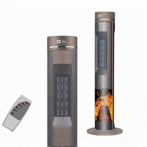 热销款取暖器家用遥控电暖风立式电暖气 摇头款3D火焰壁炉暖风机