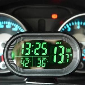 车载温度计电子时钟汽车车用夜光表内外钟电压数字显双带钟表检测