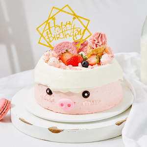欧文西点 小猪萌萌 生日蛋糕 动物奶油宁波同城配送