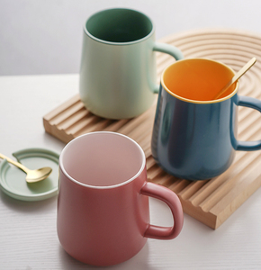 好看的杯子陶瓷ins风家用简约大容量带盖男女生款陶瓷咖啡马克杯