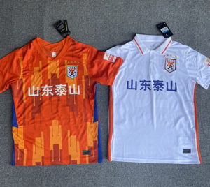 山东鲁能泰山球衣2022赛季新款五星客场白色比赛服吸汗透气足球服