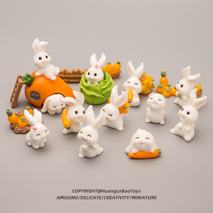 可爱仿真兔子乐园胡萝卜卡通小白兔动物微景观摆件迷你小玩具模型