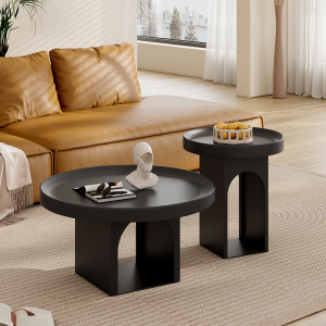 简约现代网红ins风极简黑色轻奢客厅桌子创意铁艺小户型圆形茶几