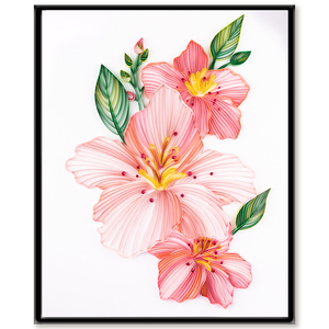 20寸杜鹃花衍纸画底稿材料包套装包邮学生手工作业创意圣诞礼物