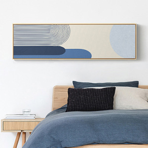 购便宜女装店淘宝北欧装饰长方形挂画长条形月亮地球黑白壁画现代