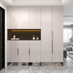 定制入户玄关鞋柜轻奢简约换鞋凳衣帽柜一体靠墙家用大容量进门柜