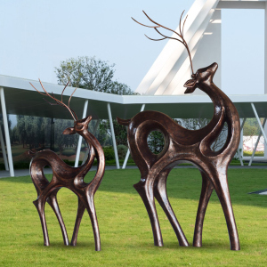 抽象几何镂空鹿玻璃钢雕塑户外景区摆件商场景观动物装饰品超大号