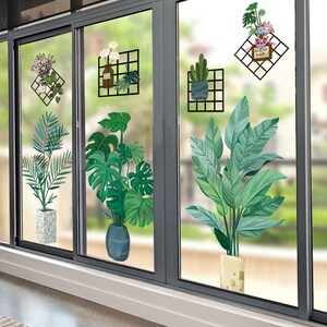 3d立体玻璃窗户贴画客厅阳台推拉门装饰绿植墙贴纸贴花小图案自粘