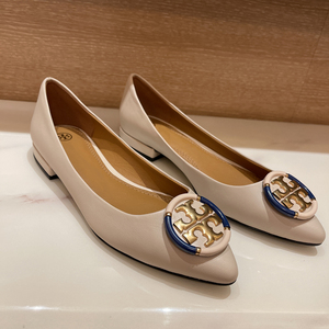 2022春季新款tb单鞋牛皮职业浅口平底尖头女鞋舒适平跟气质工作鞋