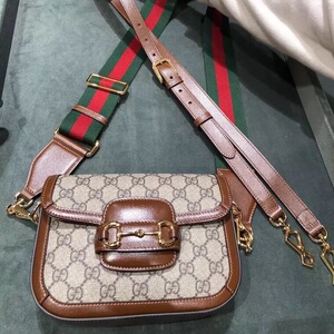 gucci/古驰女包1955马鞍包小号马衔扣邮差包gg单肩斜挎包非二手