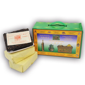 藏茶仁增多吉低氟金尖砖茶盒装350g*6