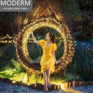 户外秋千鸟巢婚纱摄影背景创意民宿吊篮网红打卡神器景区拍摄道具