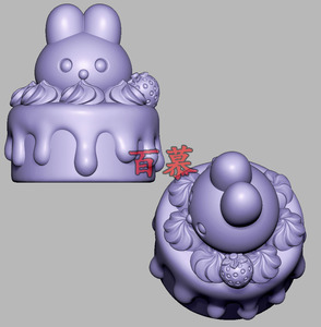 兔兔草莓奶油蛋糕小兔三维立体图雕刻机stl文件3d打印模型素材332