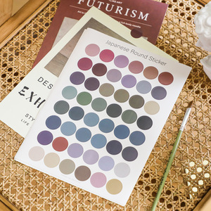 ins日系莫兰迪色系圆点贴纸手账素材日记本diy装饰贴画分类标签贴