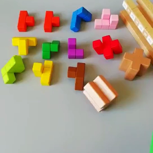 桌游儿童俄罗斯方块益智拼插玩具木制积木日本育脑塔74种不同玩法