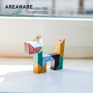 美国areaware木质蛇形积木创意趣味变形积木桌面摆件趣味减压礼物