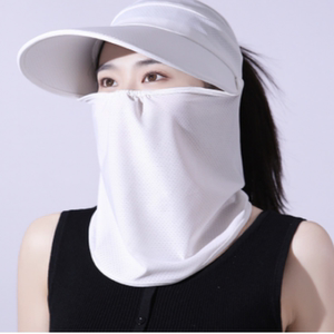 戴口罩的帽子女夏季空顶防晒防紫外线新大帽檐面罩一体遮阳冰丝帽