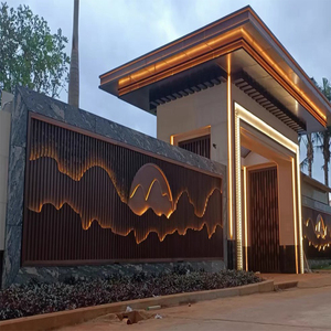 不锈钢假山屏风隔断金属格栅户外庭院酒店别墅玄关镂空山水背景墙