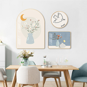 现代简约小清新抽象家庭餐厅背景墙壁挂画创意饭厅厨房圆形装饰画