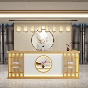 001人付款淘宝中国风中式前台收银台采耳足浴接待台养生馆吧台桌茶叶