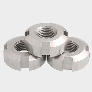 gb812 304不锈钢开槽圆螺母螺帽m10m12m14m16m18m20m25m30m50-m60