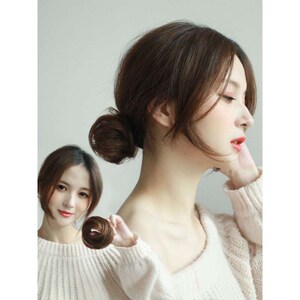 低丸子花苞头假发女丸子头发包真发自然盘发蓬松盘头造型假发圈