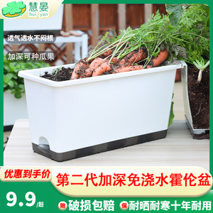 第二代加深西瓜阳台专用种菜盆霍伦盆家用豆角盆加厚长方形种植箱