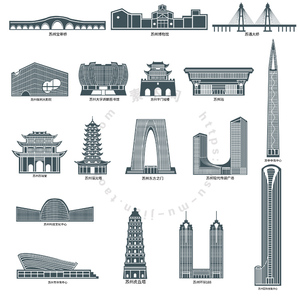苏州建筑简笔画地标图片