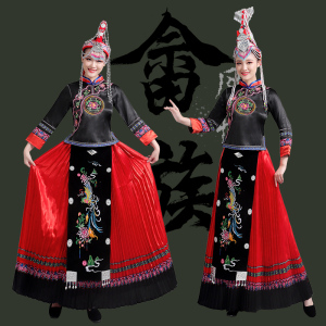 新少数民族畲族服装女舞蹈表演婚嫁长裙刺绣凤冠凤凰装成人套装服