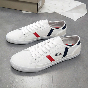 lacoste法国鳄鱼白色男鞋子低帮休闲鞋拼色帆布鞋百搭透气春夏装