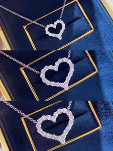 tiffany蒂芙尼18k金满钻心形项链爱心钻石项链高端定制