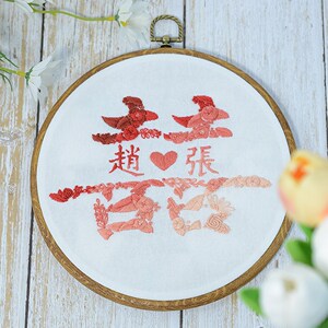 婚书姓氏囍喜字diy手工刺绣材料包囍双喜情侣手作结婚新婚礼物